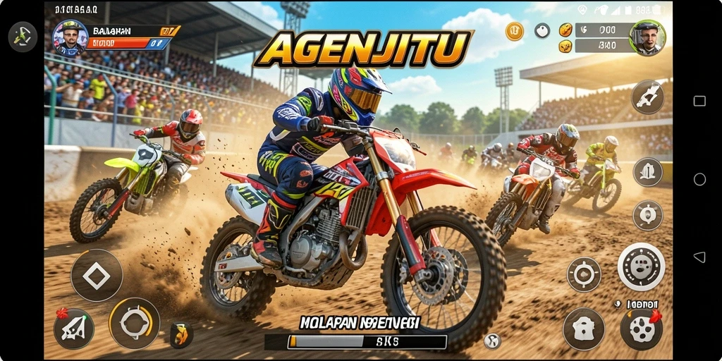 Tampilan gameplay seru balapan motor di AGENJITU.