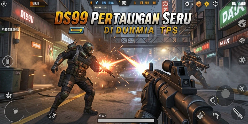 Tampilan gameplay yang mendebarkan dari DS99 dalam aksi TPS.