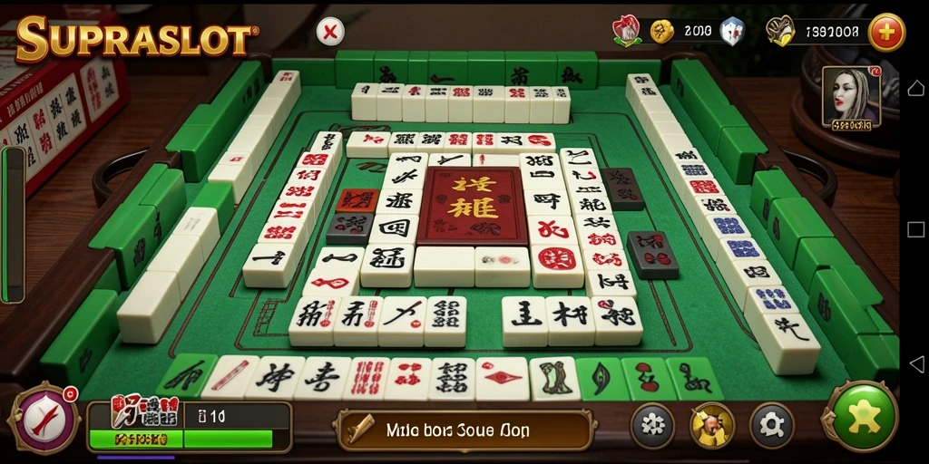 Tampilan gameplay SUPRASLOT yang mengasyikkan dengan berbagai ubin Mahjong.