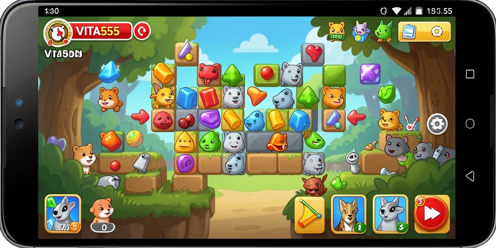 Screenshot gameplay VITA555 menampilkan tantangan Puzzle yang menyenangkan.